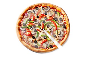 Savor the Flavors of a Delectable Vegetarian Pizza Bursting with Fresh Ingredients, Including Champignon Mushrooms, Tomatoes,