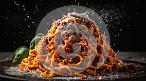 Savor the Flavors of Italy Exquisite Tagliatelle al ragÃ¹ alla Bolognese dish food photography. Generative AI