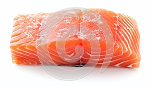 Savor the Freshness: Raw Salmon Fillet Piece Isolated on White Background