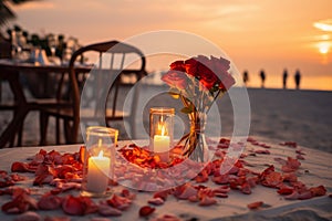 Savor love in a seaside paradise candles, flowers, sunsetƒ??romantic dinner perfection