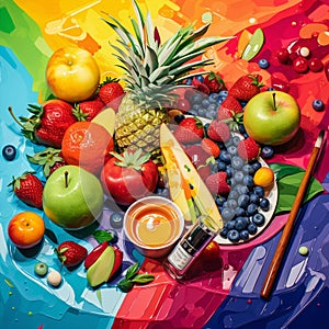 Savor the Palette: A Painter's Dream of Fruits and Veggies