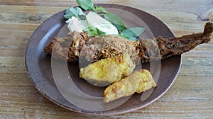 Savor Pecel Lele or pecak lele East Java\'s delight.