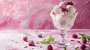 Savor the sophistication of ice cream presented in a stylish glass, the epitome of dessert elegance, Ai Generated
