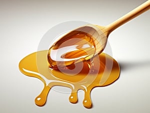 Savor the Sweetness: Captivating Image of Honey Drizzling from a Wooden Spoon