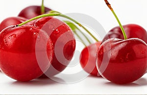 Savor the sweetness of cherries, cut out isolated on white background