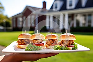 savoring bbq pork sliders on sunny day