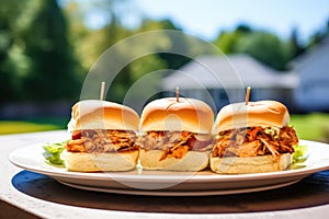 savoring bbq pork sliders on sunny day