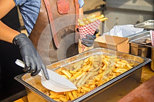 Savoring Dutch Delights: Chip Stand at a Festival in the Netherlands serving french fries