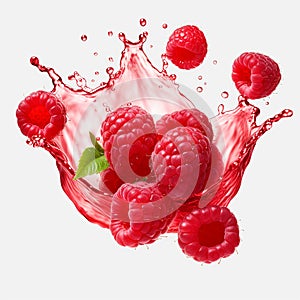 Savoring Raspberry Bliss Juicy Splash Isolation