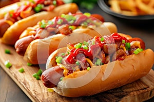 Savory American hot dogs. Generate Ai