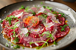 Savory Beef carpaccio cold. Generate Ai