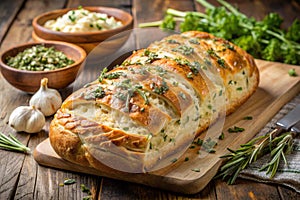 Savory cheese and herb stuffed bread