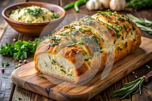 Savory cheese and herb stuffed bread