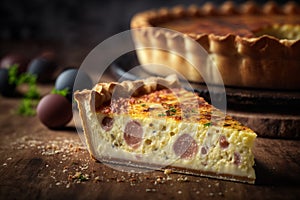 Savory and classic: Quiche Lorraine with ham, eggs, and Gruyere cheese on a crispy crust