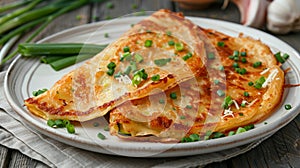 Savory Crepes Garnished with Green Onions