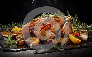 Savory Delight: Roasted Chicken Plated to Perfection