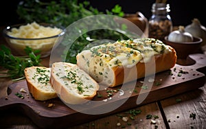 Savory Garlic Cheese Herb Bread. Generative AI