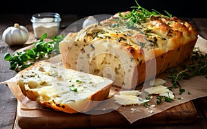 Savory Garlic Cheese Herb Bread. Generative AI