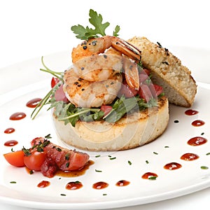 Savory Gourmet Dish Isolated on White