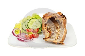 Savory meat pie and salad