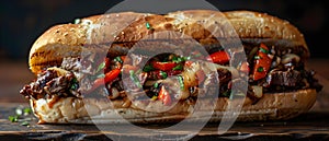 Savory Philly Cheesesteak Feast - A Symphony of Beef & Cheese. Concept Food Photography, Savory