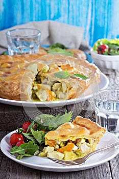 Savory pie with chicken