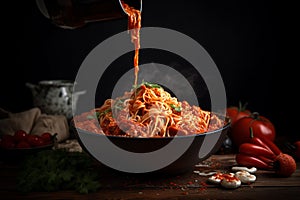 Savory red sauce noodles