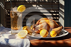 Savory Roast Chicken and Refreshing Lemonade - Culinary Delight