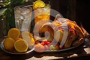 Savory Roast Chicken and Refreshing Lemonade - Culinary Delight