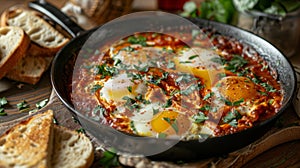 Savory shakshuka with poached eggs