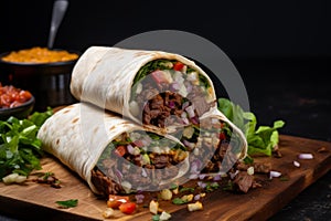 Savory Shawarma beef wrap. Generate Ai