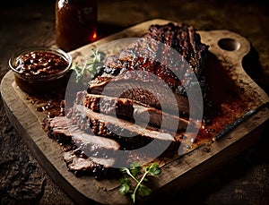 Savory Smoky Brisket. AI generative.