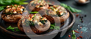 Savory Spinach & Feta Stuffed Portobellos. Concept Vegetarian Recipes, Stuffed Mushroom, Savory