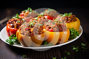 Savory Stuffed peppers with meat. Generate ai