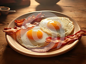 Savory Symphony: A Perfect Pairing of Crispy Bacon and Fried Eggs