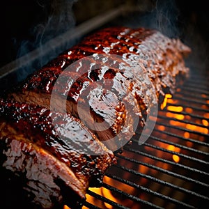 Savory Texas Style BBQ Ribs on Grill Illustration