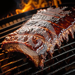 Savory Texas Style BBQ Ribs on Grill Illustration