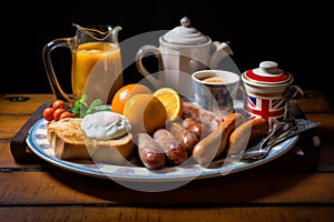 Savory Traditional English breakfast plate. Generate ai photo