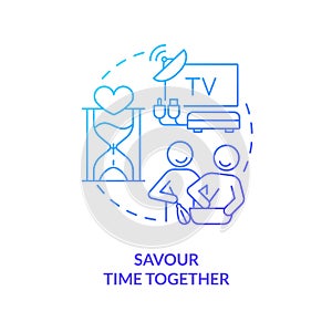 Savour time together blue gradient concept icon photo
