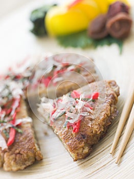 Savoury Pancake with Red Pickled Ginger and Bonito