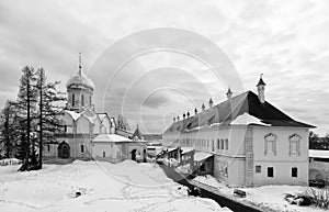Savvino-Storozhevsky monastery in Zvenigorod in winter day. Moscow region.