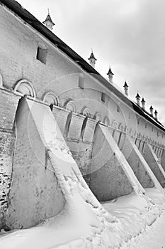 Savvino-Storozhevsky monastery in Zvenigorod in winter day. Moscow region.