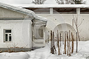 Savvino-Storozhevsky monastery in Zvenigorod in winter day. Moscow region.