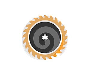 Saw Blade, Carpentry, woodworking logo design. Label for carpentry, woodworkers, lumberjack, sawmill service vector design. photo