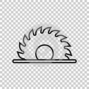 Saw blade icon in flat style. Circular machine vector illustration on white isolated background. Rotary disc business concept