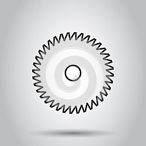 Saw blade icon in flat style. Circular machine vector illustration on white isolated background. Rotary disc business concept