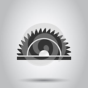 Saw blade icon in flat style. Circular machine vector illustration on white isolated background. Rotary disc business concept