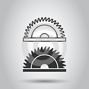 Saw blade icon in flat style. Circular machine vector illustration on white isolated background. Rotary disc business concept