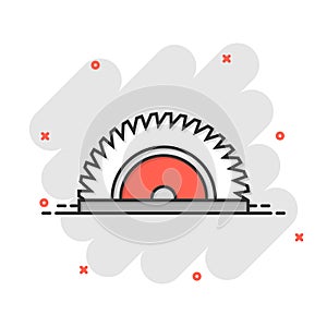 Saw blade icon in flat style. Circular machine vector illustration on white isolated background. Rotary disc business concept