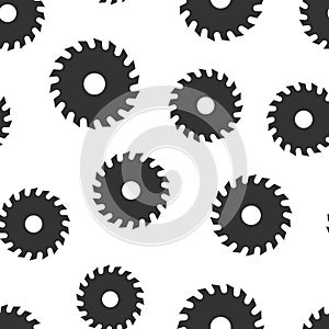 Saw blade icon in flat style. Circular machine vector illustration on white isolated background. Rotary disc seamless pattern